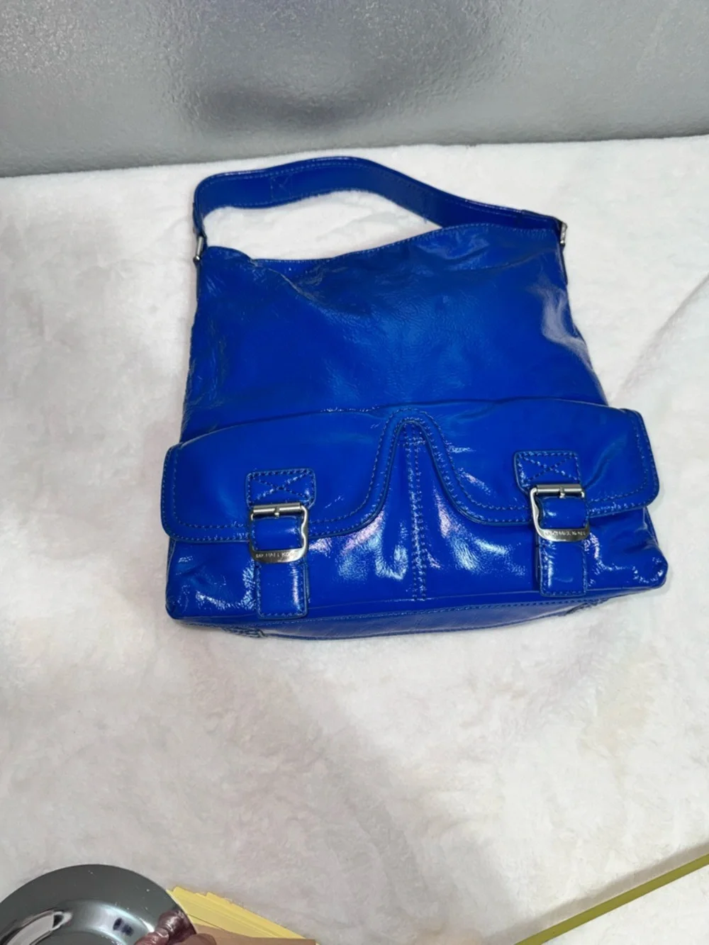 Patent Leather Shoulder Bag in Cobalt Blue - Picture 11 of 17